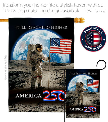America 250 Flag Astronaut Milestone Embroidered American Flags for Outside House Applique Tapestry Pack Official Licensed Merchandise Wall Decor Canvas Moon Landing Banner USA 250th Anniversary