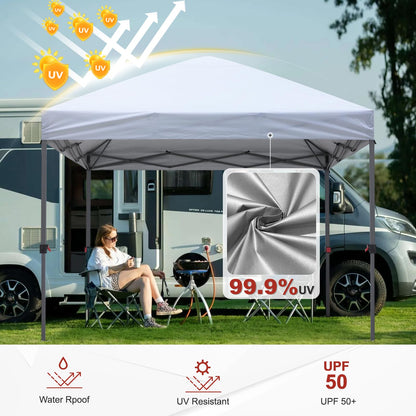 ABCCANOPY 10x10 Pop Up Canopy Tent, Easy Setup Instant Shelter with Wheeled Bag, Heavy Duty Outdoor Canopy for Beach, Market, Backyard, UV Protection, Outdoor Weather Protection (White, 10x10)