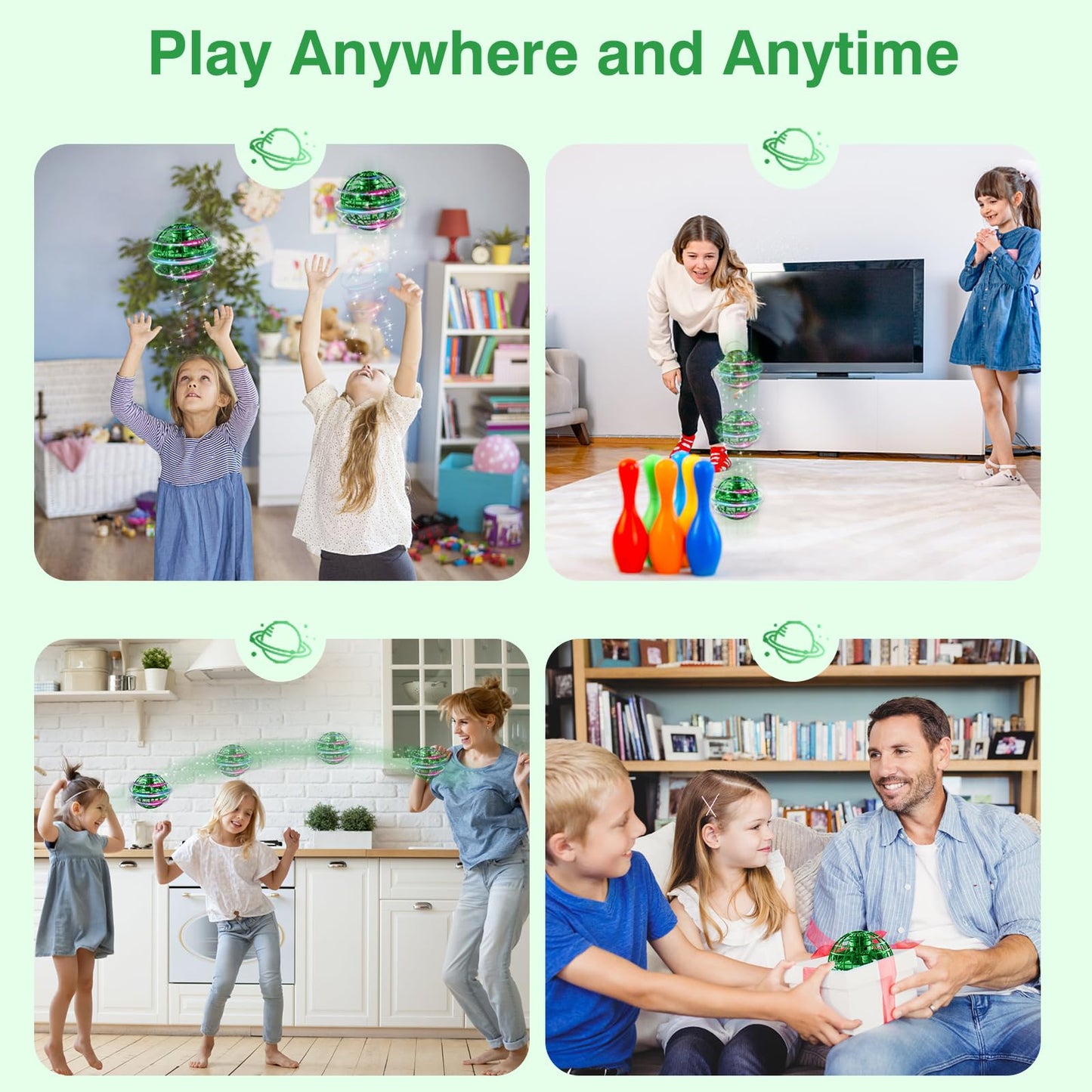 Ciniffo Flying Orb Ball 2025, Hand Controlled Boomerang Spinner Mini Drone Cosmic Globe Toy, Cool Toys Gift for 6 7 8 9 10+ Year Old Boys Girls Teens Outdoor Toys(Green)