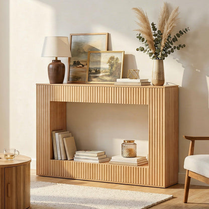 MAHANCRIS Modern Console Table, 47.2'' Entryway Table with Storage, Fluted Couch Table Behind Sofa, for Entrance, Foyer, Living Room, Bedroom, Dining Room, Natural CTNA2501