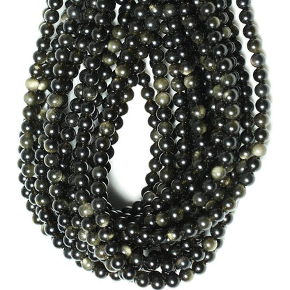 Genuine Golden Obsidian Beads for Jewelry Making Gemstone Semi Precious Stone Round 10mm Strand 15"(36-38pcs)