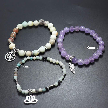 UEUC Tree of Life Yoga Healing Stone Bracelets,Multilayer Lotus Chakra Stone Reiki Bracelet Sets,Anxiety Crystal Natural Stone,for Women Stress Relief