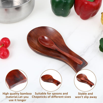 1 PCS Wooden Spoon Rest for Kitchen Counter, Smooth Wood Spoon Holder for Stove Top, Perfect Wood Utensil Rest for Spatula, Modern and Rustic Utensil Holder for Farmhouse (7.17"×3.62")