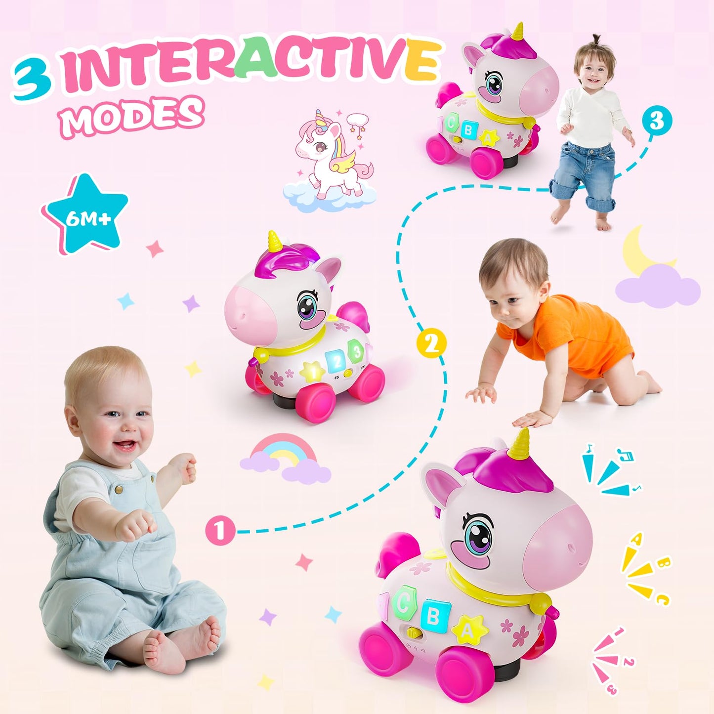 KAISASA Unicorn Toys for 1 Year Old Girl Gifts, Musical Educational Baby Toy 6-12-18 Month, 1st Birthday Gift for 1 Year Old Girl Toys, Bilingual Learning Present for 7 8 9 10 12 Month