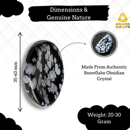 Anaya Agate Snowflake Obsidian Worry Stones Certified Crystal Thumb Worry Stone for Anguish Relaxing and Soothing Balance Stones for Meditation, Stress Relief Crystals and Healing Stones for Men Women