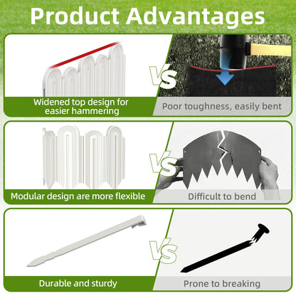 Ruppence 20Pcs 21ft (5.5'' Exposed Height) White Garden Edging Border, Plastic Landscape Edging, Can 90° Installation, for Flower Bed Edging,Yard Decorative Border