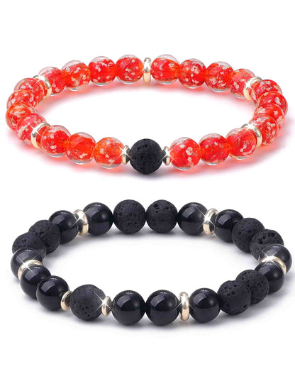 Dayka Stress Relief Spiritual Anxiety Meditation Relaxation Mindfulness Chakra Healing Crystals Essential Oil Glow Bracelets Gifts for Teen Girls Women (8mm, Red lava bracelet)