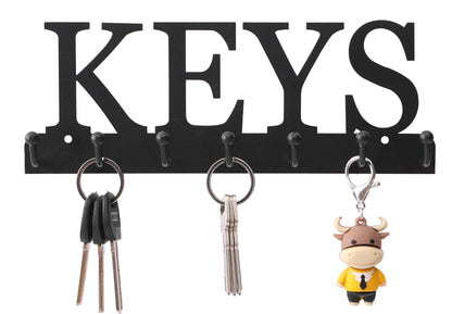 Lixgifts Key Holder Wall Mounted Key Hooks for Wall Decorative with 7 Hooks Black Metal Key Organizer Rack Hanger for Entryway, Front Door, Hallway, Office 10X3.7 inches