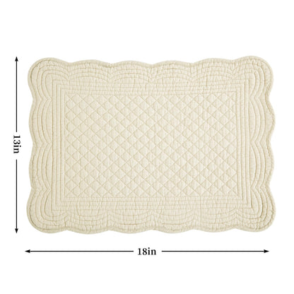 HOMBYS Quilted Placemats Set of 6 Washable-13x18 inches Rectangular Placemats for Kitchen Table-100% Cotton Fabric Rectangular Table Mats, (Flax)