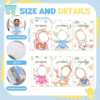 Liitrsh 6 Sets Funny Blindfolds Baby Shower Games Feed Me Baby Shower Games Set Include Eye Mask Bib Spoon Diaper Cap Foam Board Gender Reveal Activities Play for Guests Gender Reveal Party Favor