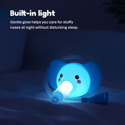 Playhouse MD Booger Buddy Nasal Aspirator, Elephant - with LED Light for Babies & Toddlers – BPA-Free Snot Remover for Infant Stuffy Nose, Congestion Relief – Easy to Clean Design - FSA/HSA Eligible