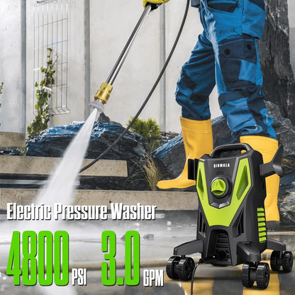 QIOMALA 4800PSI PowerWasher with 4 Quick Connect Nozzles, Foam Cannon for Car, Lane, Patio Cleaning