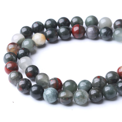 6MM African Bloodstone Round Loose Beads Natural Gem Beads Crystal Energy Stone Beads for Jewelry Making DIY Bracelet Necklace
