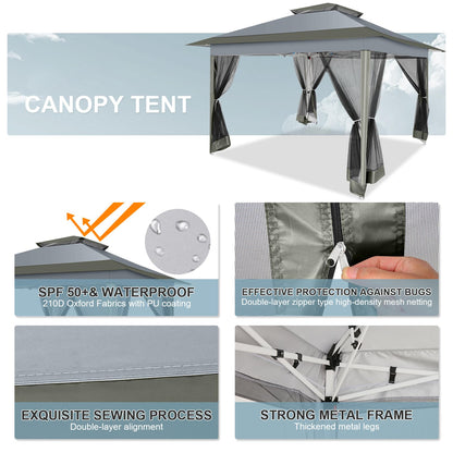 COBIZI 12x12 FT Pop up Gazebo on Clearance Outdoor pop up Canopy Tent,carpas para Patio, Shelter Tents with Netting & Portable Carry Bag, Patio Gazebos for Camping, Garden & Lawn, Darkgrey(Upgraded)