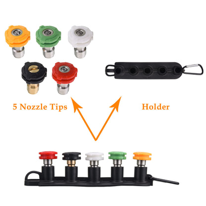 FIXFANS Pressure Washer Gun Kit, 5000PSI Power Washer Handle Gun with Replacement Wand Extension, High Pressure Spray Gun with 5 Nozzle Tips, M22 Fitting, 1/4" Quick Connect Female