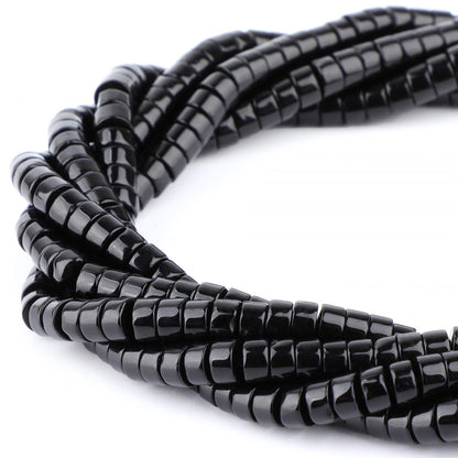 Natural Black Obsidian Heishi Spacer Beads Loose Semi Precious Flat Round Gemstone Disc Shape Stone for Beading Jewelry Making 4x2mm 15.5"