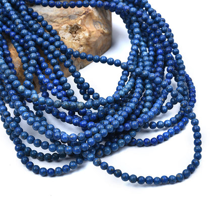 HAAMIIQII 4mm Lapis Lazuli Round Stone Spacer Beads, Loose Gemstone Beads for Jewelry Making, DIY Bracelet, Necklace, Healing Crystal 15 Inch (100pcs)