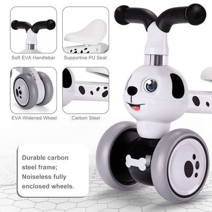 YGJT Baby Balance Bike Toys for 1 Year Old, Birthday Gifts for Boys and Girls, Silent Wheels & Non-Pedal Baby Walker Riding Toys for 10-36 Months Toddlers, Kids First Bike Gifts Spotty Dog