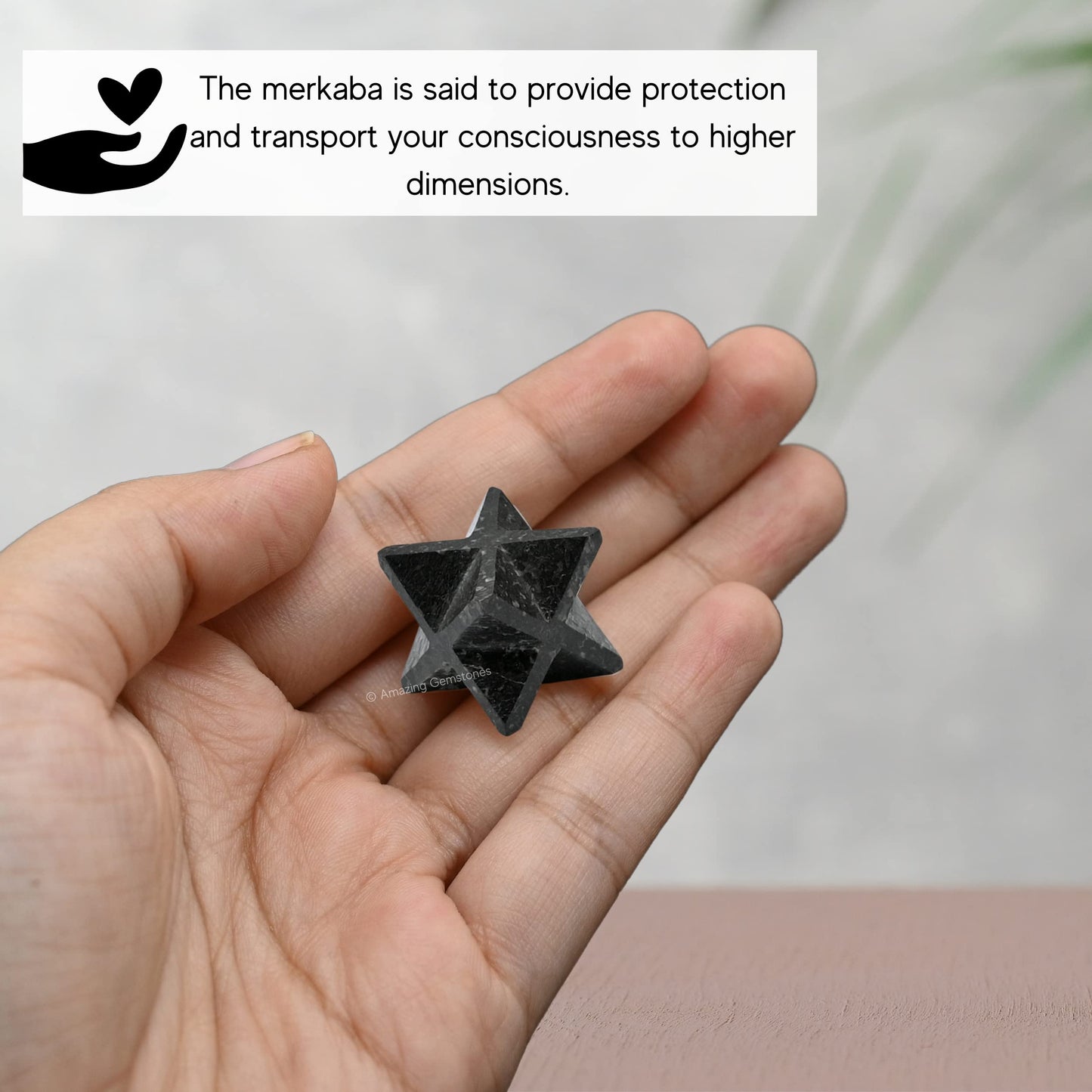 Amazing Gemstone Nuummite Merkaba Crystal - 0.75 Inches Metaphysical Merkaba Star for Meditation - Energetic Tetrahedron Crystal and Healing Stones for Spiritual Growth and Healing (15-20mm)