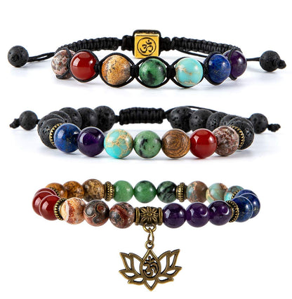 Bivei 7 Chakra Bead Bracelets for Women Yoga Meditation Energy Anxiety Healing Crystals Bracelets