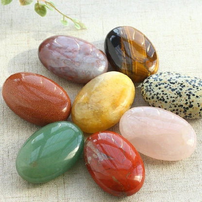 Erliway Natural Topaz Palm Stone Crystal, 2"-2.3" Large Healing Pocket Worry Stone, Polished Crystals and Healing Stones for Anxiety Stress Relief Therapy