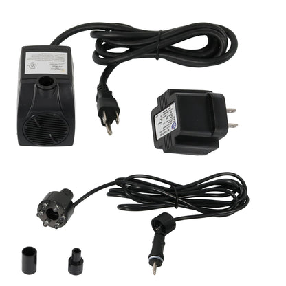 Sunnydaze 200 GPH Submersible Water Pump – 12W, 12V Small Fountain Pump with Adjustable Flow, White LED Light & Transformer for Outdoor Fountains, Bird Baths, Aquariums