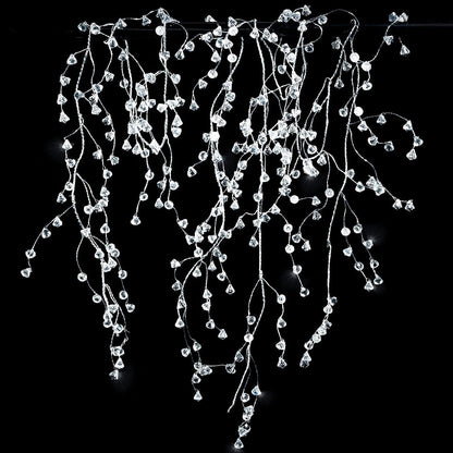 Cheerland Crystal Garland Strands Clear Ice Wire Crystal Garland for Winter Wonderland Party Decorations Diamond Hanging Wedding Decoration Accents Living Room Bedroom Mantel Wreath Decor Supplies