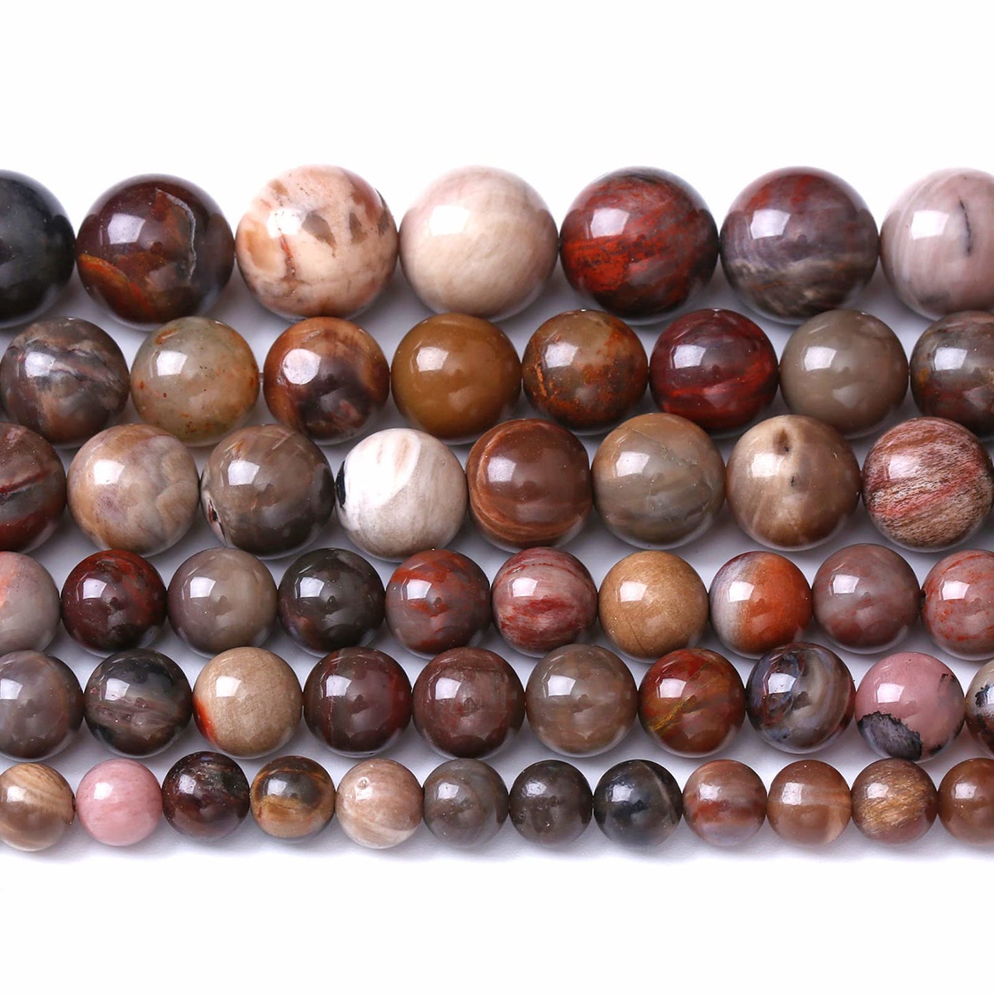 8MM 45PCS Natural Stone Petrified Wood Jasper Loose Beads for Jewelry Making DIY Bracelet