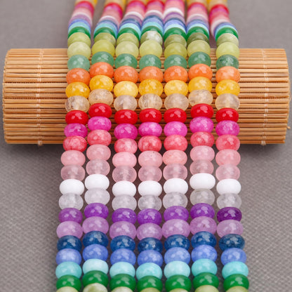 BONNY BOXX 1 Strand Natural 5 * 8mm Mulitcolor Rondelle Beads, Natural Abacus Disk Stone Beads Loose Spacer Gemstone for DIY Bracelet Necklace Jewelry Making