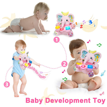 Holaxander Baby Gift Set for 0-12+ Months (1 * Baby Musical Plush Elephant Toys & 1*Ladybug Musical Light Toy)