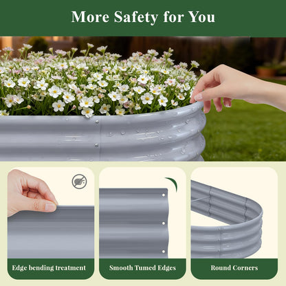 12x2x1 ft Raised Garden Bed, 12" Tall Galvanized Metal Raised Beds for Gardening Kit, Large Above Ground Planters Boxes for Outdoor Plants Vegetables, Flowers, Herbs, Fruits, Rust Resistant, Grey