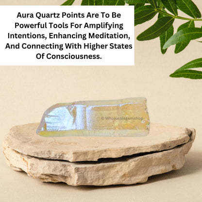 GEMSCITE 2 Pieces Angel Aura Quartz Pencil Points Raw Rough Rock Crystals and Healing Stones, Natural Rocks for Tumbling and DIY Raw Stones and Crystals