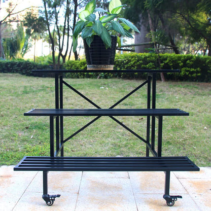 Zhongma 3 Tier Sturdy Metal Plant Stand with Wheels, L35.43 x W26 x H26 inch, Heavy Duty Plant Holder for Home Indoor and Outdoor, 660 LBS Capacity & Heavy Duty Construction
