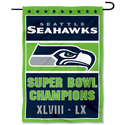 Seattle Seahawks 2 Time Champions Yard Garden Banner Flag