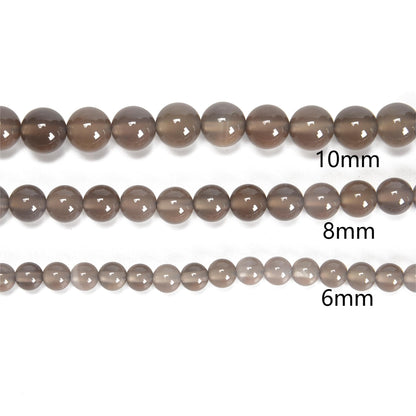 65Pcs 6mm Grey Agate Natural Round Loose Real Stone Beads Gemstone Genuine for DIY Hand Made Craft Jewelry Bracelet Earring Necklace String Making Energy Healing Power