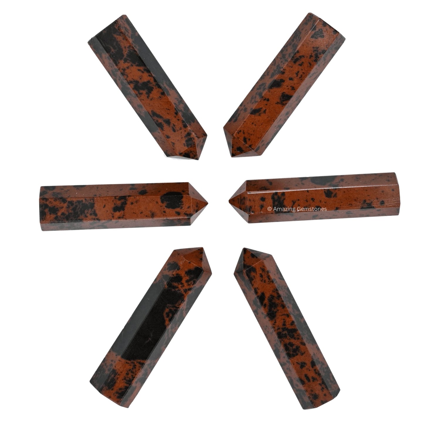 Amazing Gemstone Mahogany Obsidian Crystal Points Bulk Healing Crystals and Stones - Pack of 3 Single Terminated Healing Wand Point Bulk Crystals for Crafts, Crystal Grid, DIY Work - Premium Crystals