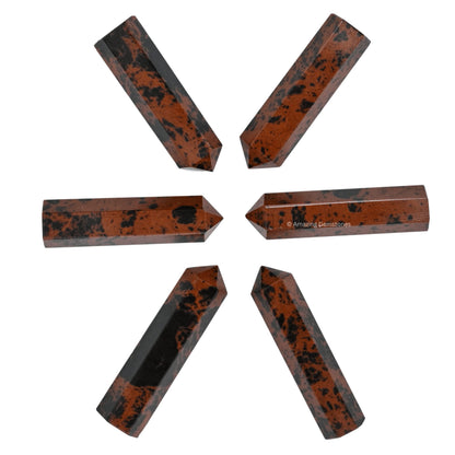 Amazing Gemstone Mahogany Obsidian Crystal Points Bulk Healing Crystals and Stones - Pack of 3 Single Terminated Healing Wand Point Bulk Crystals for Crafts, Crystal Grid, DIY Work - Premium Crystals