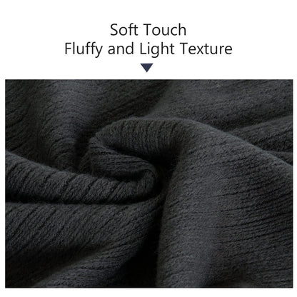 NTBAY Acrylic Knitted Throw Blanket, Lightweight and Soft Cozy Decorative Woven Blanket with Tassels for Travel, Couch, Bed, Sofa, 51x67 Inches, Grey Striped
