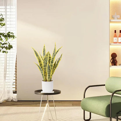 DUZYXI Artificial Realistic Snake Plant 21.5" with White Pot Fake Snake Plants Sansevieria Greenery Faux Snake Plant for Home Office Living Room Housewarming Gifts Indoor Decor-LightYellow