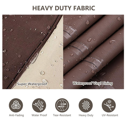 Rileytee Outdoor Furniture Set Cover, 4 Pcs 600D Heavy Duty 100% Waterproof Patio Furniture Covers,Fit Patio Loveseat,2 Chair and Coffee Table (Beige & Brown,Small)