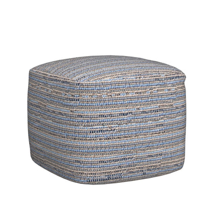 nuLOOM Granada Knitted Casual Denim and Jute Ottoman Pouf