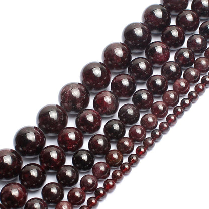 Yochus 45pcs Garnet Stone Beads，8mm Healing Power Natural Stone Round Loose Gemstone Beads for Jewelry Making Earring Necklace DIY Crafts
