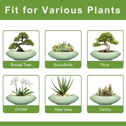 Teagas Ceramic Bonsai Pots - Large Succulent Planter 18 Inch Plant Pot Indoor Succulent Pot with Drainage Hole Outdoor Planter Bonsai Tree Pot for House Home Garden Decor Green