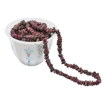 Ruby Pre Drilled Natural Crystals Crushed Chips Beads for Jewelry Making, DIY Handmade Healing Crystals (25 Inch Strand)