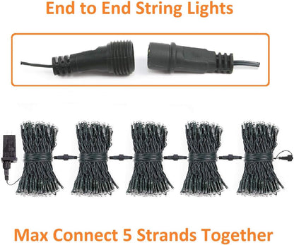 2-Pack Connectable Christmas Lights Outdoor, Total 164FT 400LED Christmas String Lights Waterproof with 8 Modes & Timer, Green Wire Twinkle Lights for Xmas Tree Decorations Outdoor Indoor, Cool White