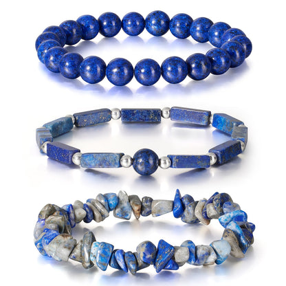 IVY TAILI 3 Pcs Lapis Lazuli Bracelet for Women 8mm Round Lapis Lazuli Stone Bracelet Healing Crystal Stone Beaded Bracelets Gemstone Bracelet Protection Bracelet Gift for Women Men