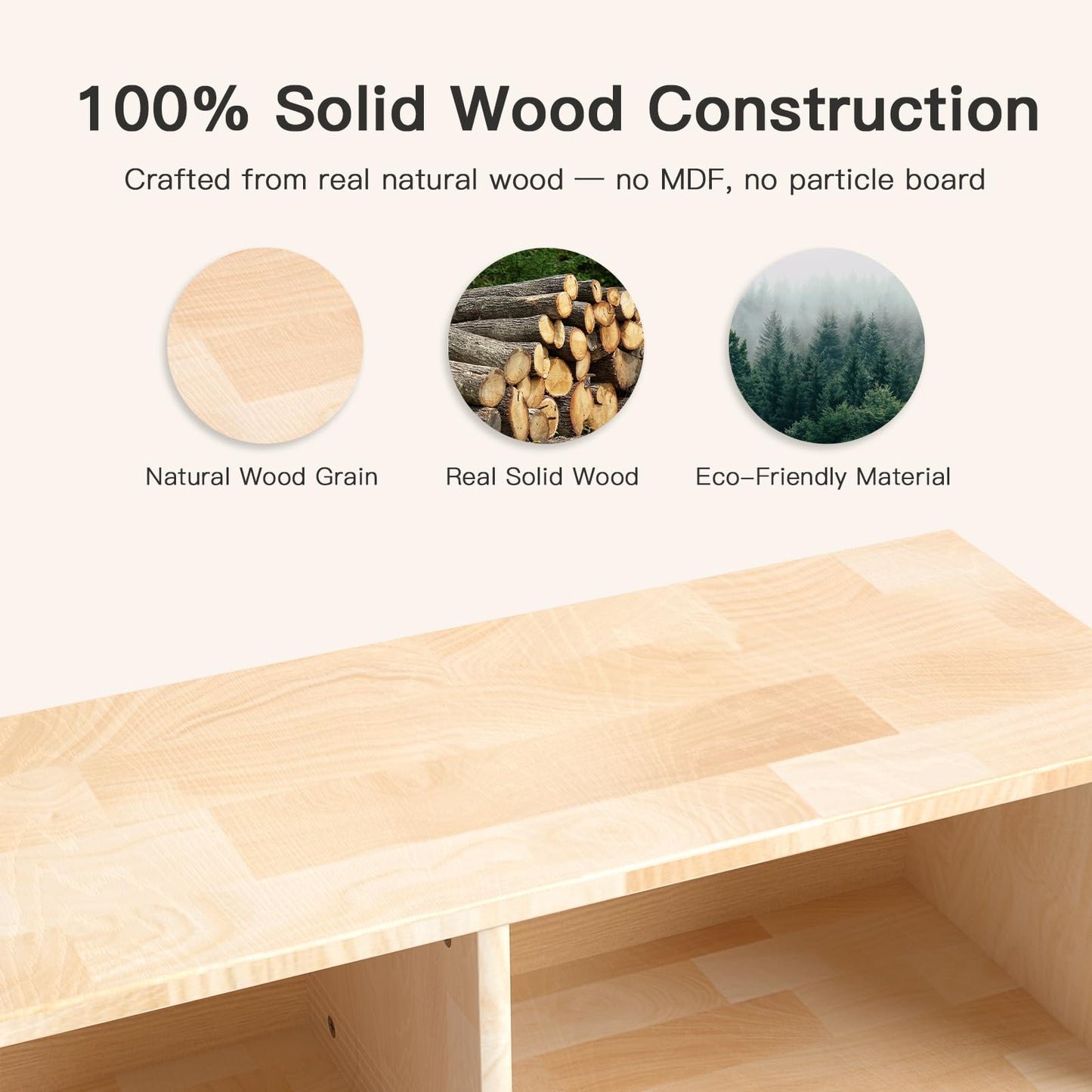 PTINFLUCE Rubber Wood Montessori Shelf, Wooden Toy Storage Organizer for Books Toys, 2 Shelf Bookcase, 5-Section Storage Cabinet, Toddler Book Shelf for Kids Rooms, Playroom, Nursery, Kindergarten