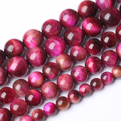 Natural Rose Red Tiger Eye Beads for Jewelry Making Round Loose Stone Beads Semi-Precious DIY Bracelet Necklace 8mm