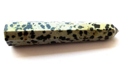 WholesaleGemShop 3 Inch Dalmantion Gemstones Obelisk Tower Jumbo Facet Aura Rock Crystal Natural Polished Earth Wand Spirit
