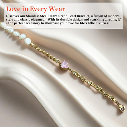 WULZST Gold Charm Love Bracelets Beaded for Women Dainty Pearl Oysters Bracelet Gold Chain Plated Bracelet Womens Jewelry Stainless Steel Pearl Bracelets for Women